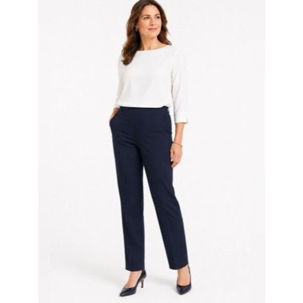 Talbots Navy Blue Straight Leg Stretch Women's Size 12 Pants Trousers